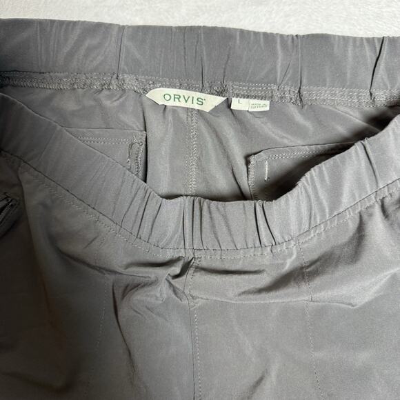 Orvis Sz L Quick Dry Stretch Leisure Gray Sports Pants Ruched Leg Zip Pockets - Picture 3 of 5
